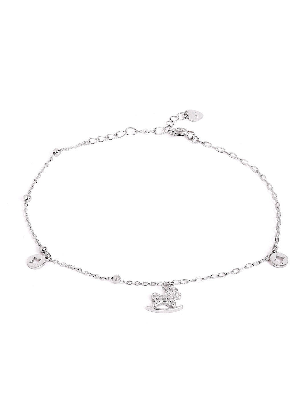 925 sterling silver anklet for women with adjustable chain, and elegant design