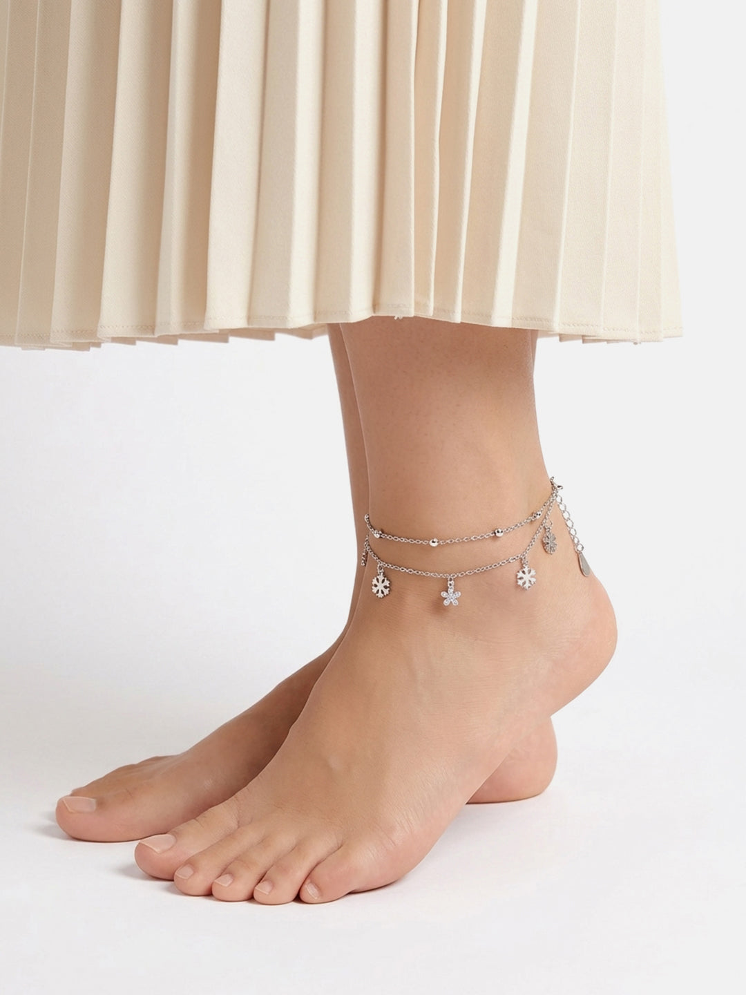 925 Silver Double Layer Adjustable Anklet