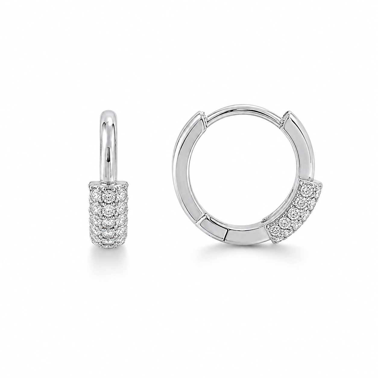 Silver Minimal Sparkle Hoop Earrings