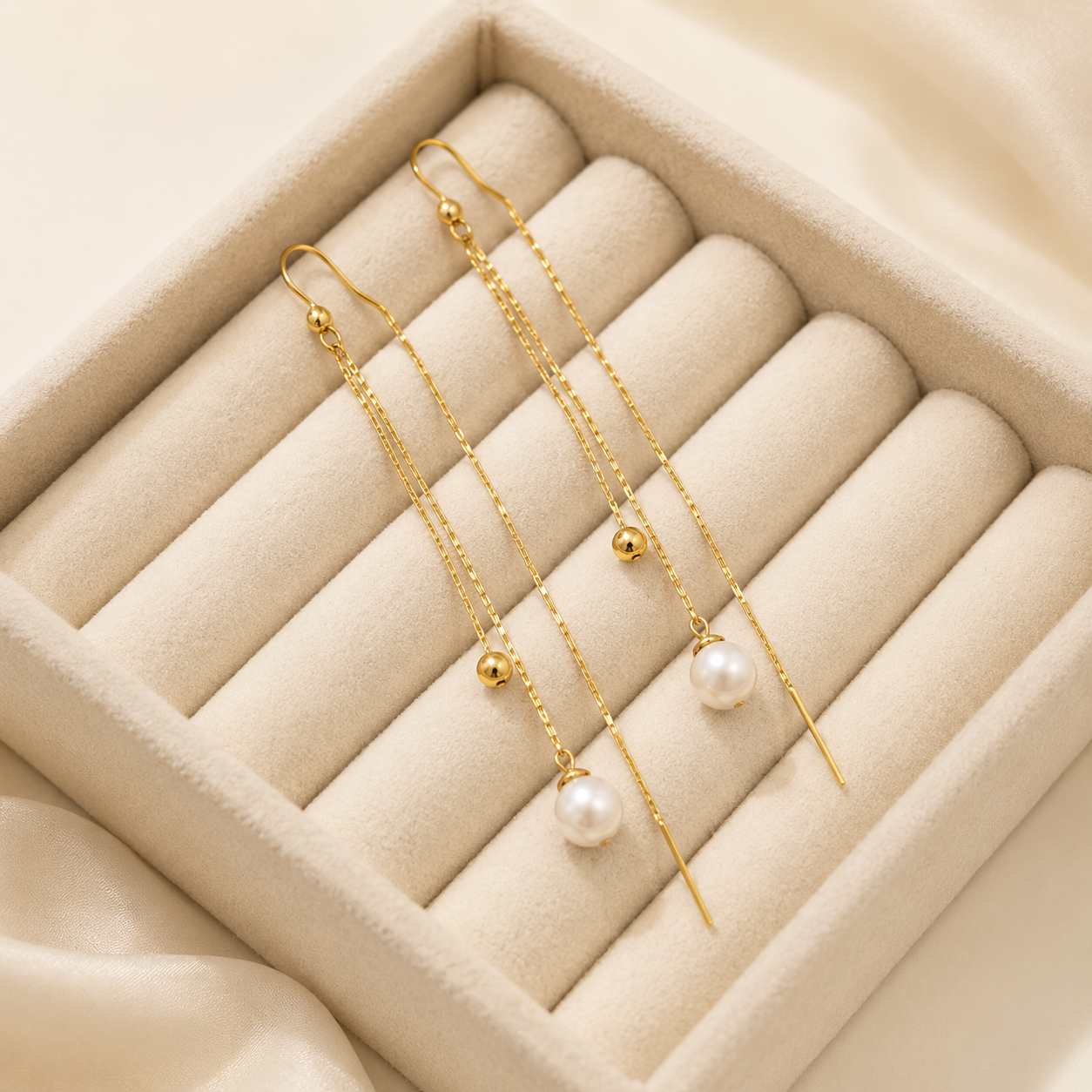 forME by MINOUS Pearl Drop Long Chain Earrings