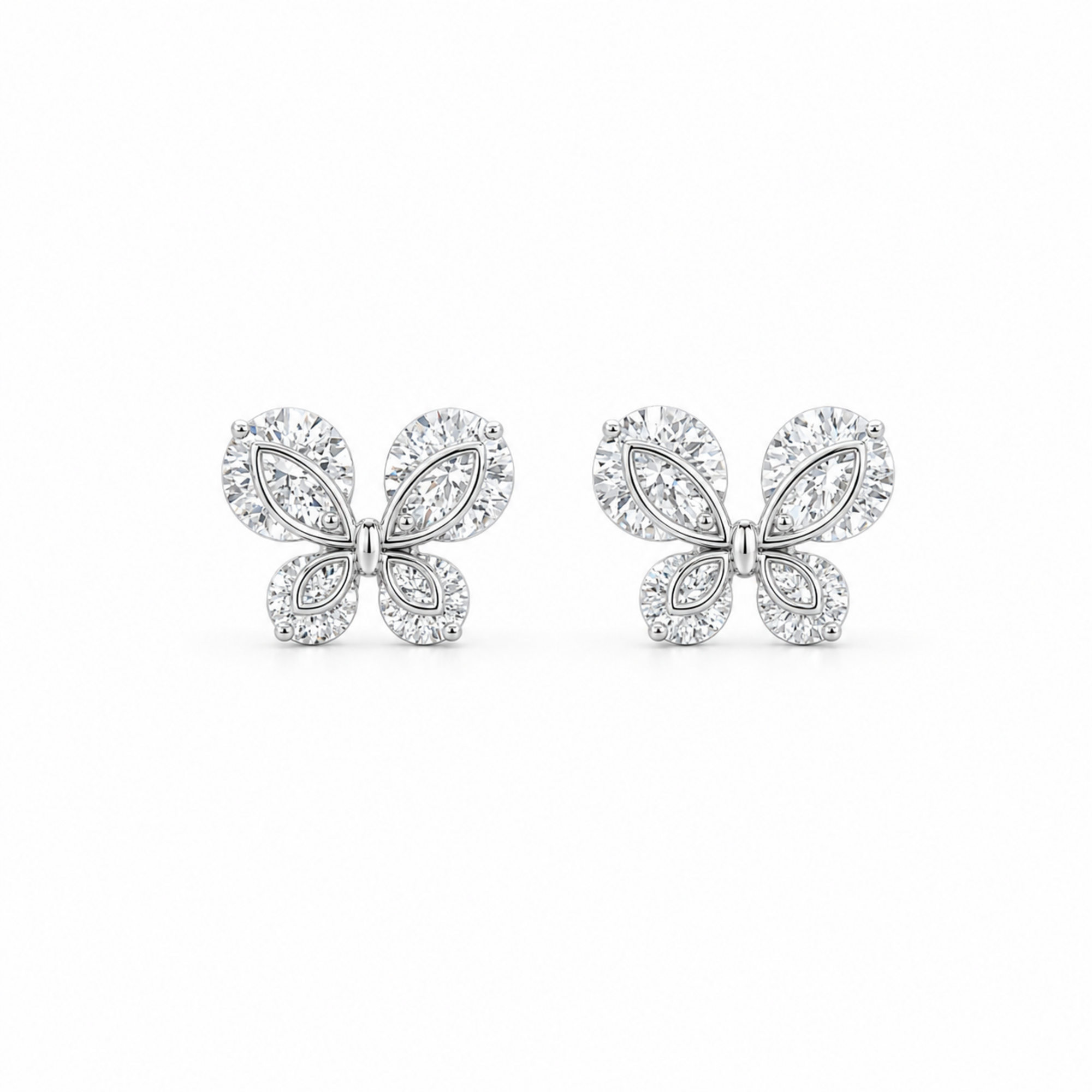 Silver Butterfly Sparkle Stud Earrings