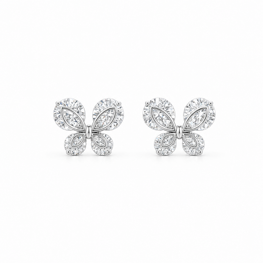 Silver Butterfly Sparkle Stud Earrings