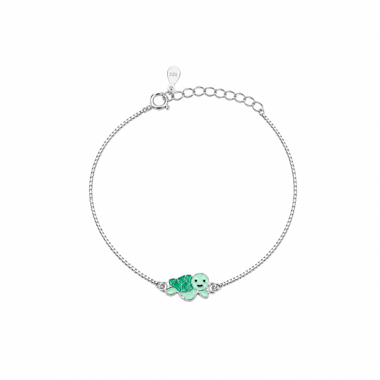 Silver Turtle Enamel Kids Bracelet