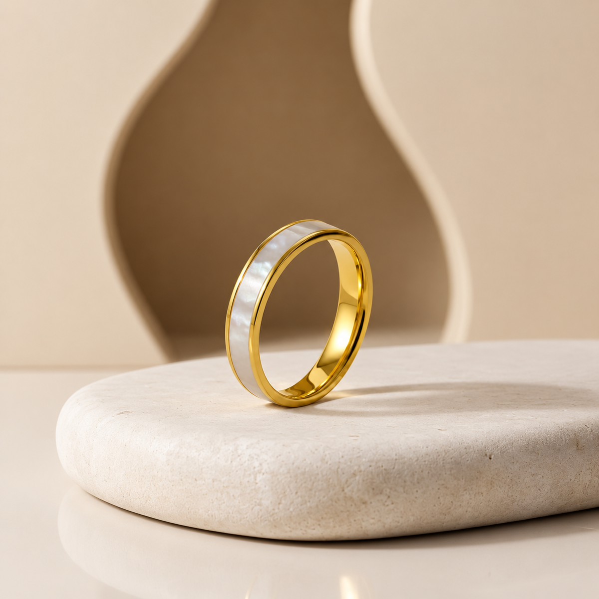 Elegant Mother of Pearl Band Ring