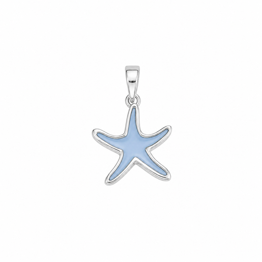 Silver Blue Starfish Pendant