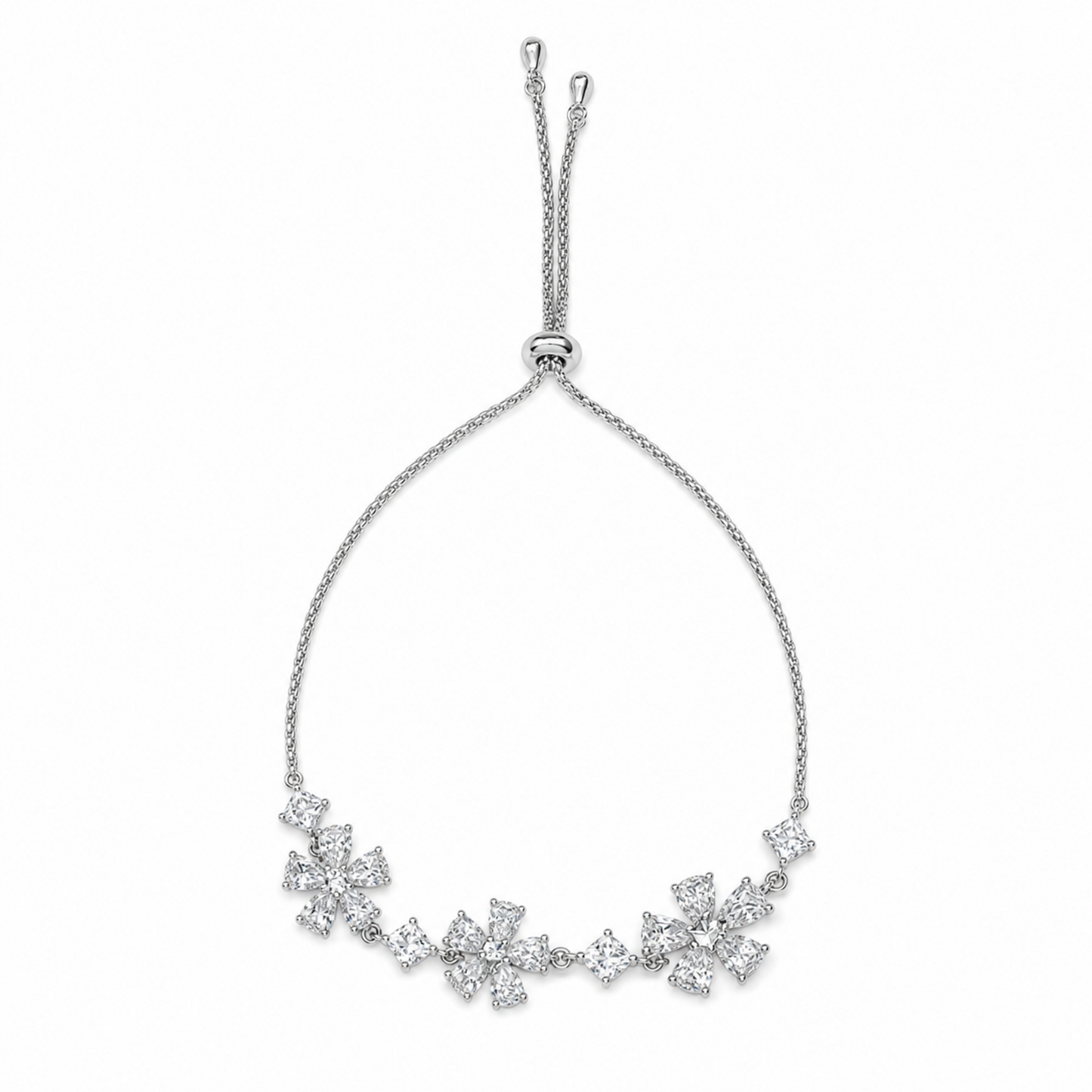 Silver Floral Adjustable Bracelet