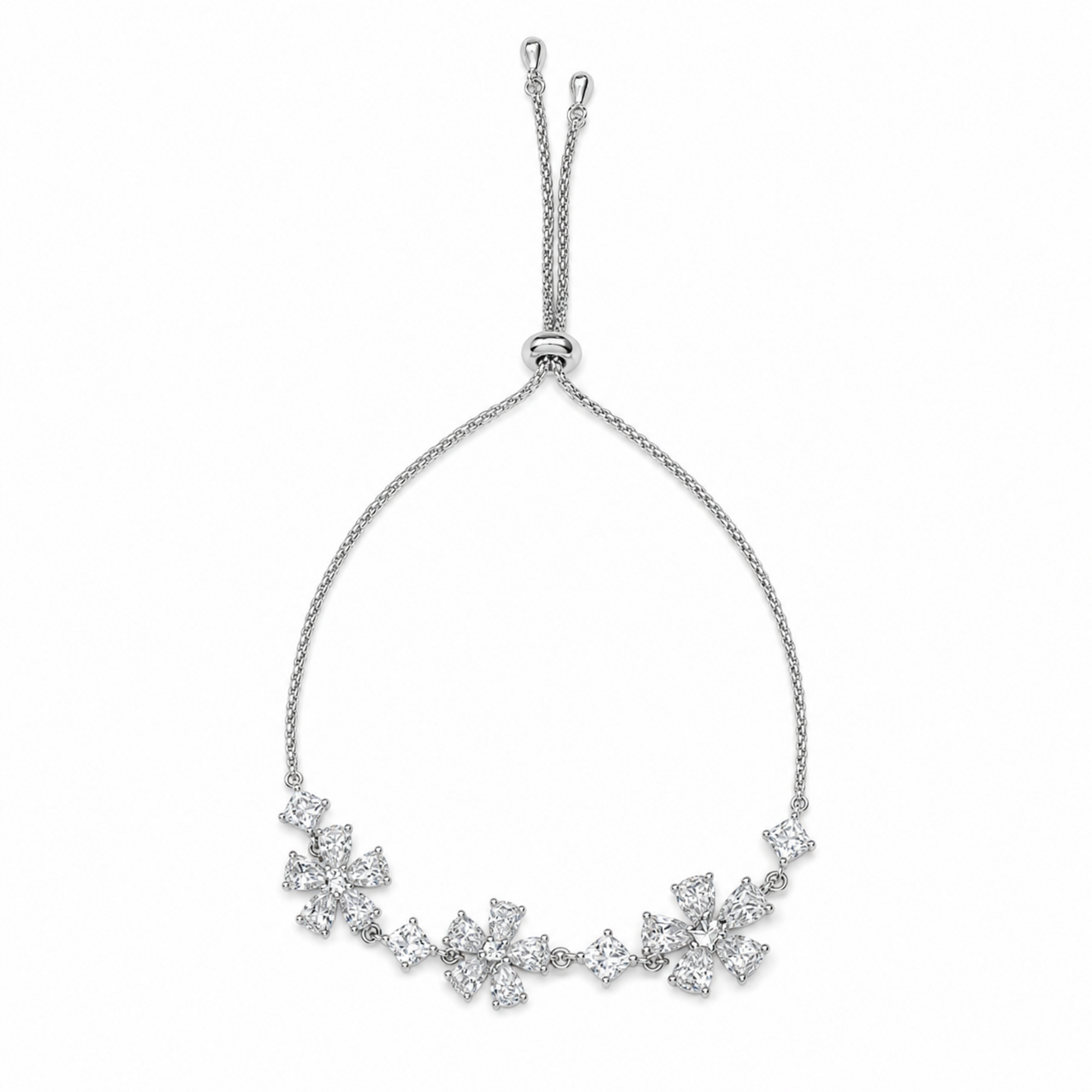 Silver Floral Adjustable Bracelet