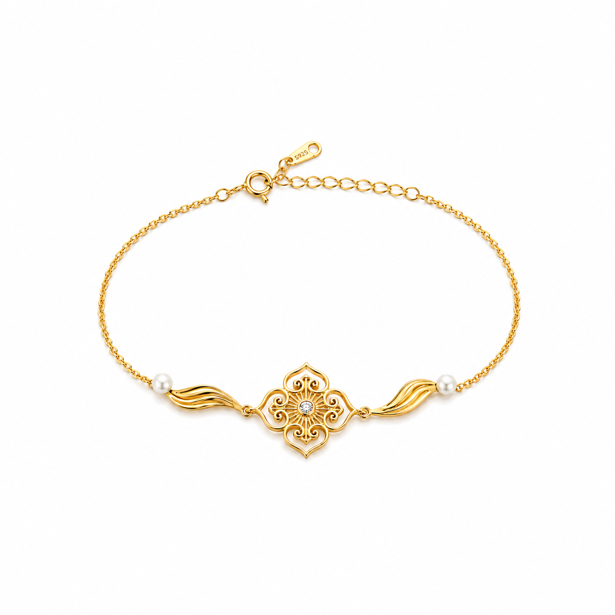 925 Silver Delicate Vintage Flower Bracelet