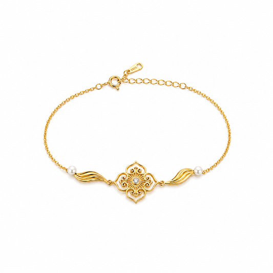 925 Silver Delicate Vintage Flower Bracelet