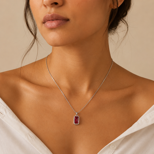 Silver Classic Ruby Necklace