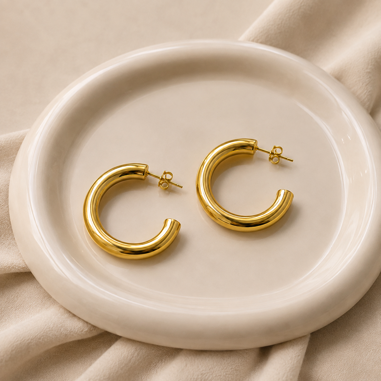 forME by MINOUS Sculpted Double-Line Gold Hoop Earrings