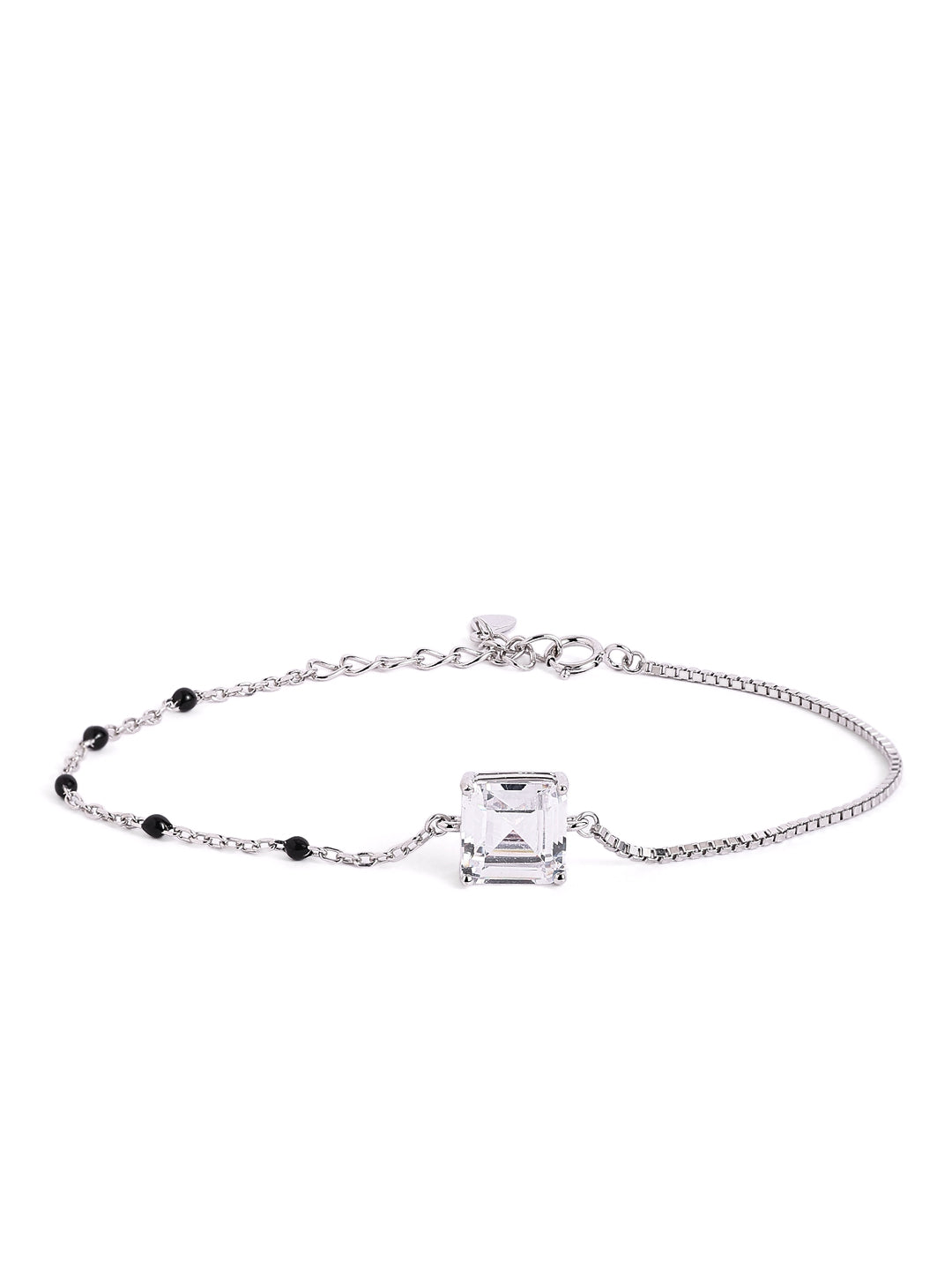 925 sterling silver mangalsutra bracelet with black beaded chain