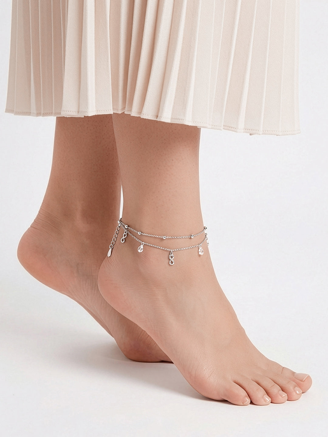 925 Silver infinity sparkling drop Anklet