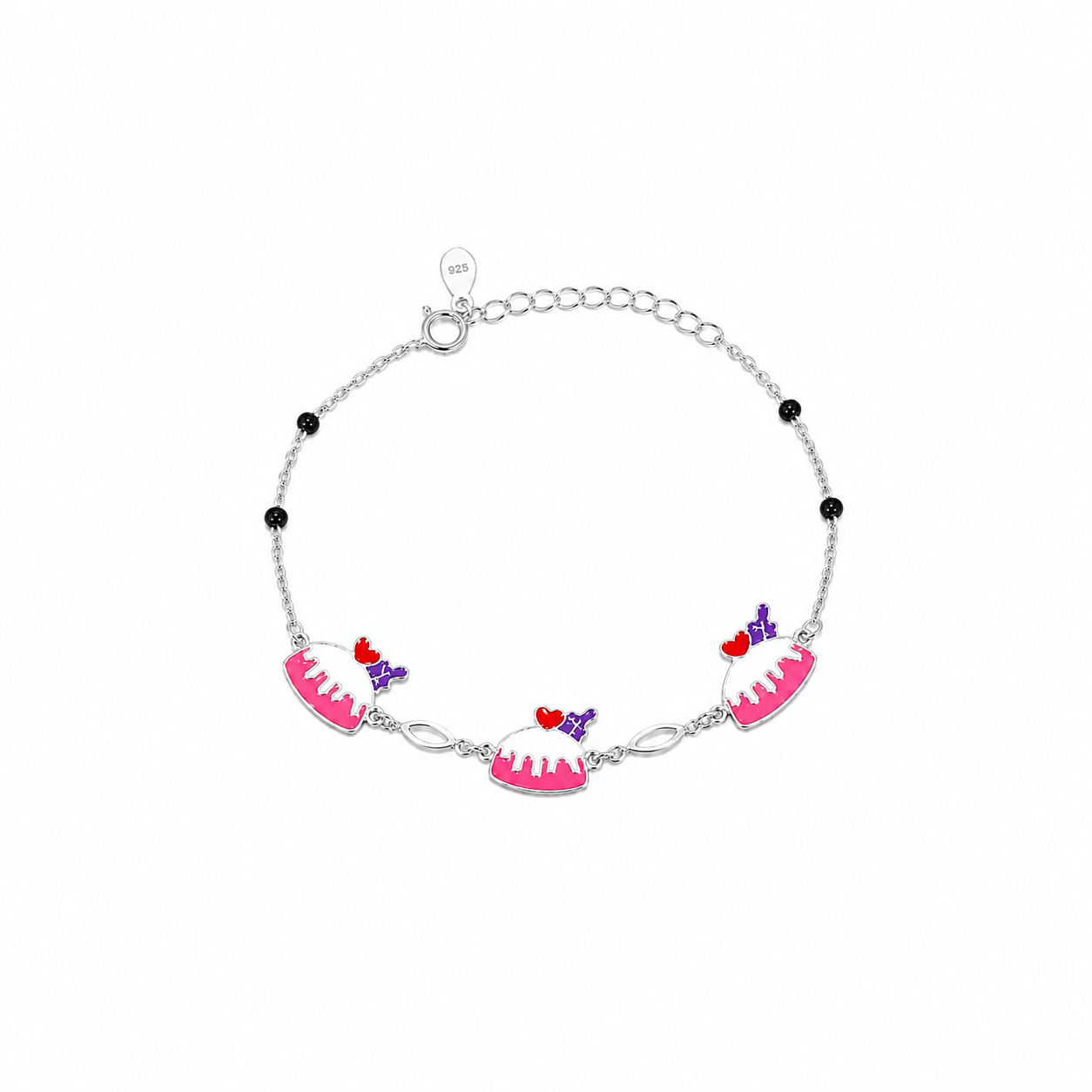 Silver Sweet Cake Enamel Kids Bracelet