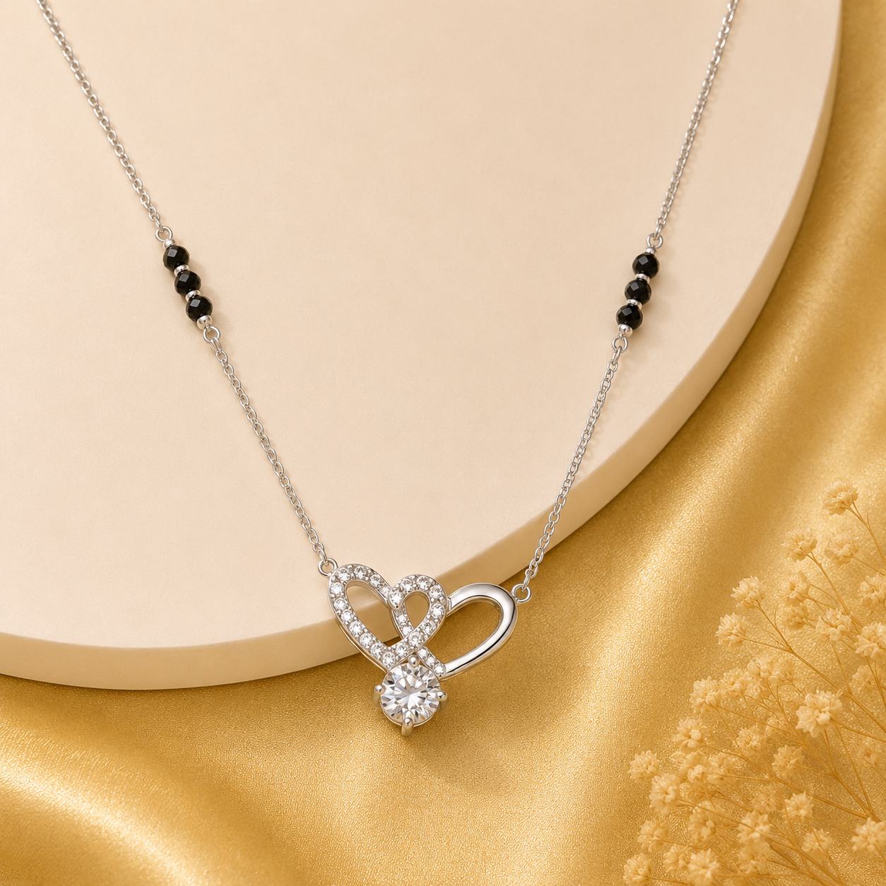 Silver Twin Heart Mangalsutra