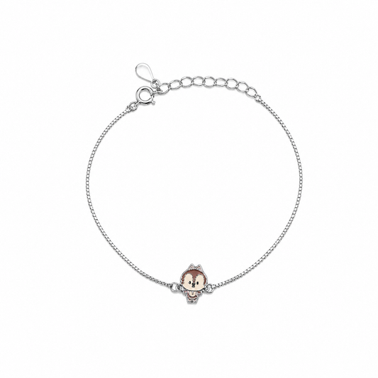 Silver Chipmunk Enamel Kids Bracelet