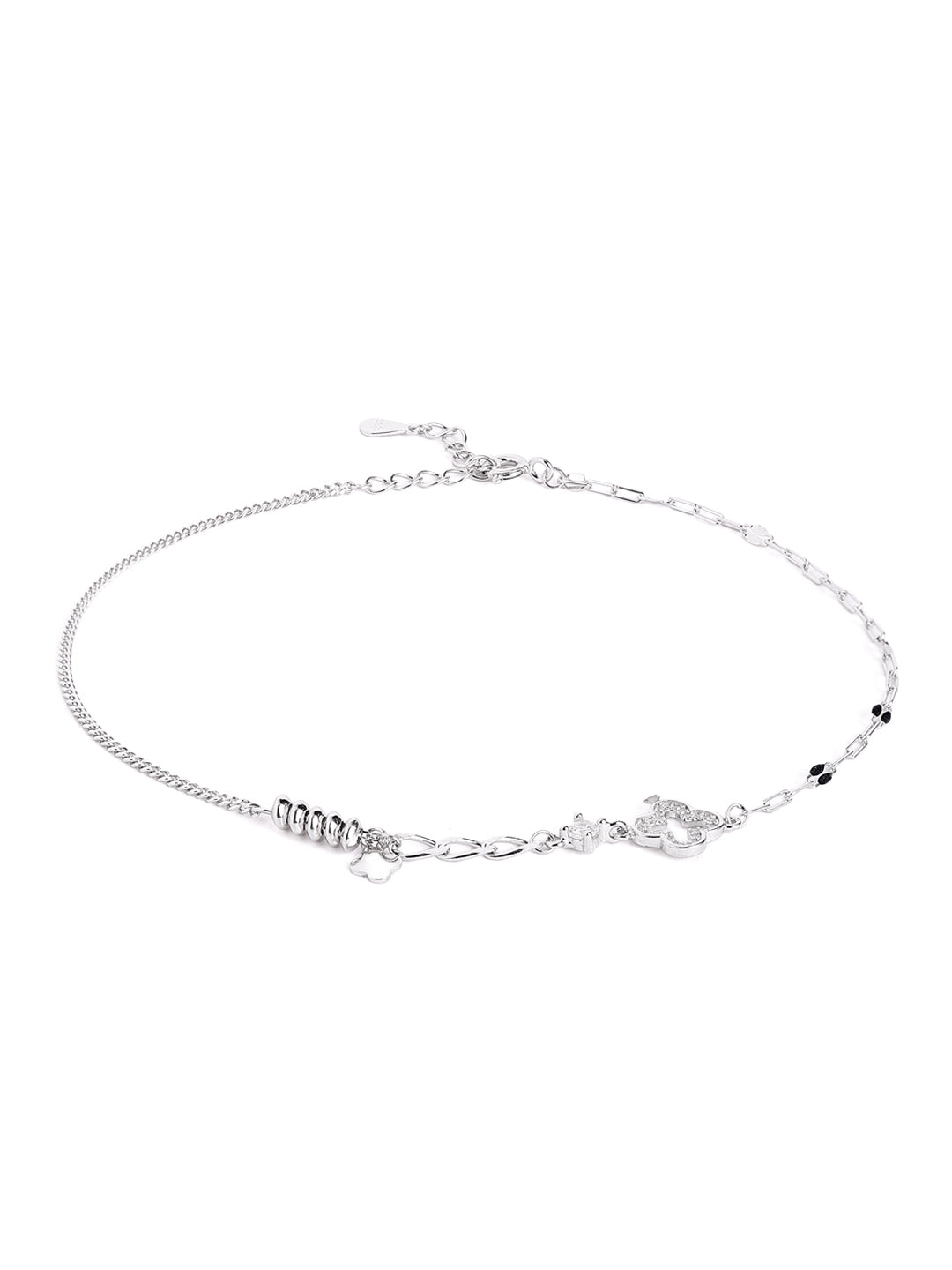 925 Silver Twinkle Clover Adjustable Anklet
