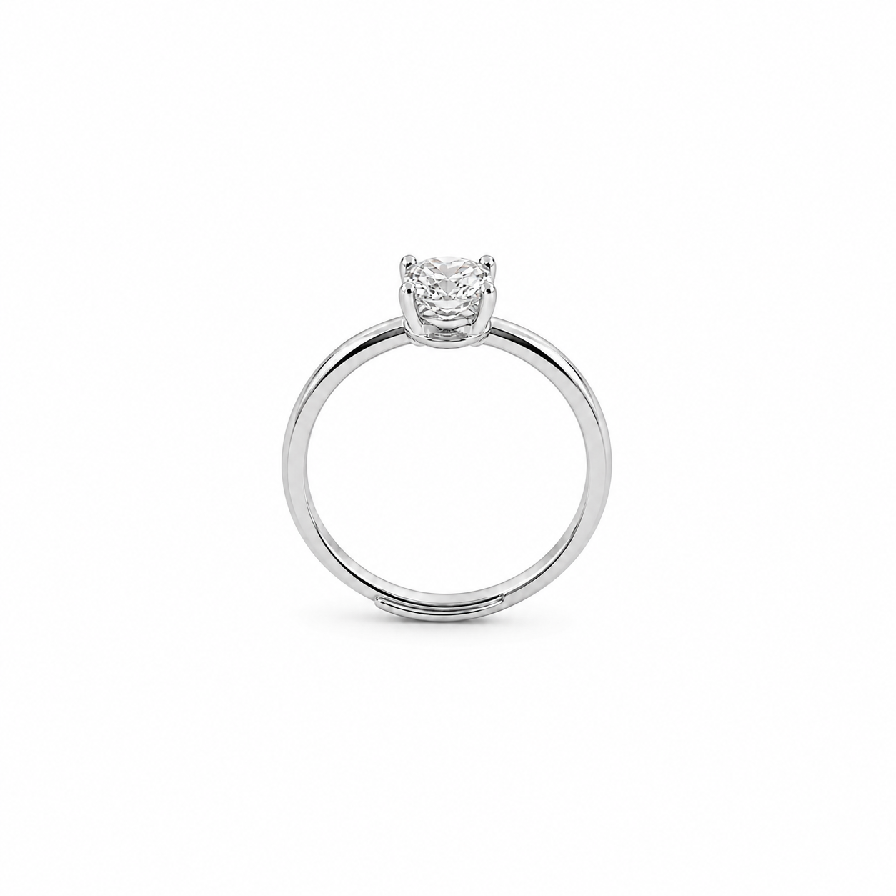 Silver Dainty Solitaire Ring