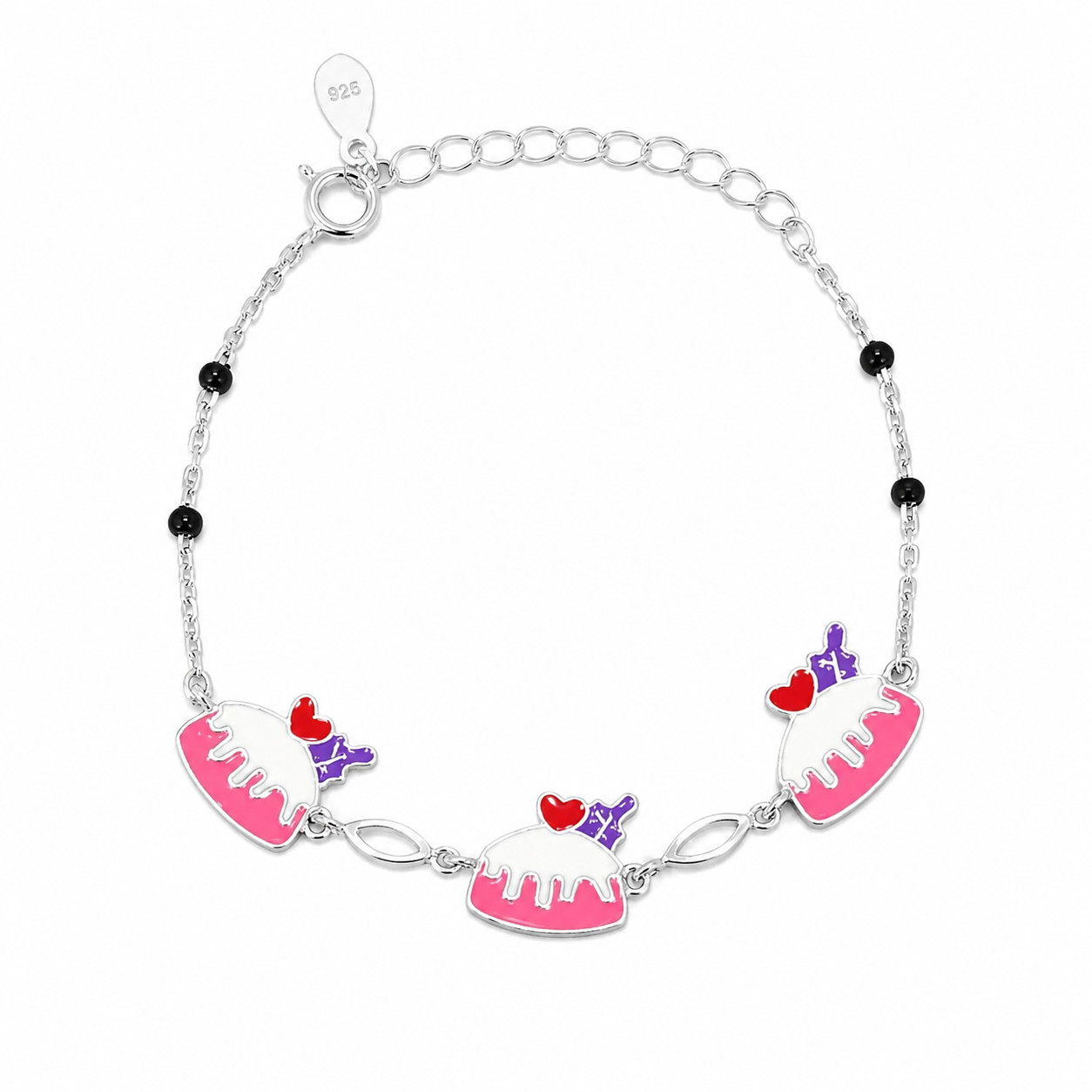 Silver Sweet Cake Enamel Kids Bracelet