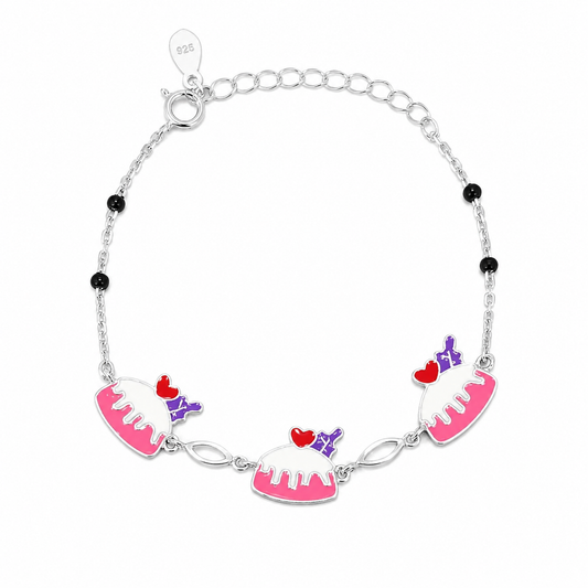 Silver Sweet Cake Enamel Kids Bracelet