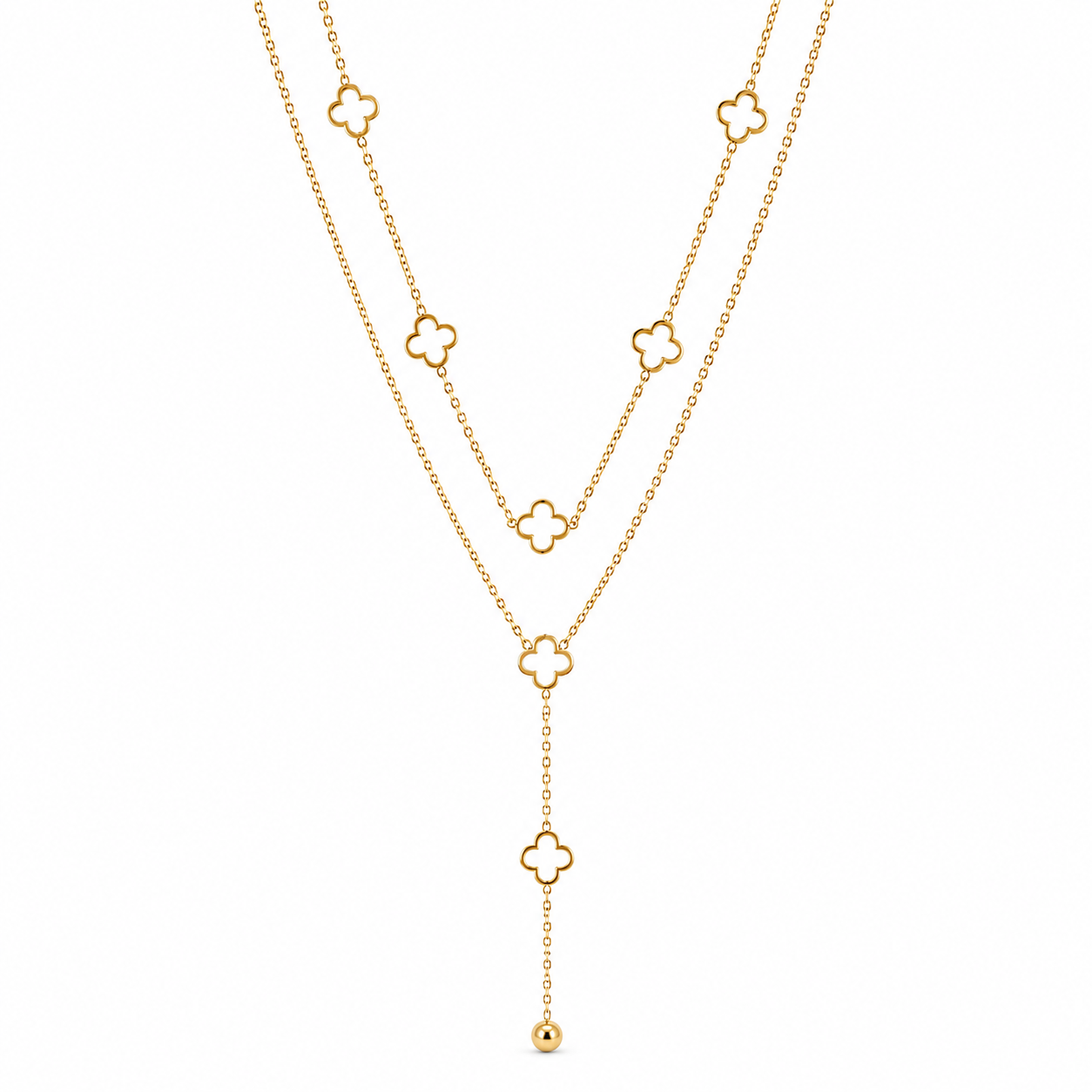 Demi Fine Double Layer Clover Necklace