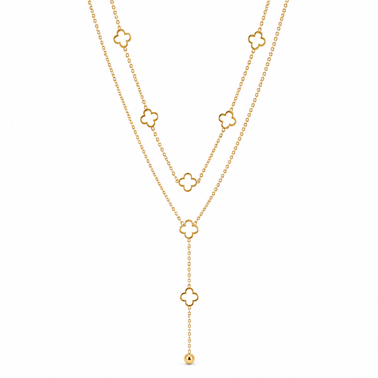 Demi Fine Double Layer Clover Necklace