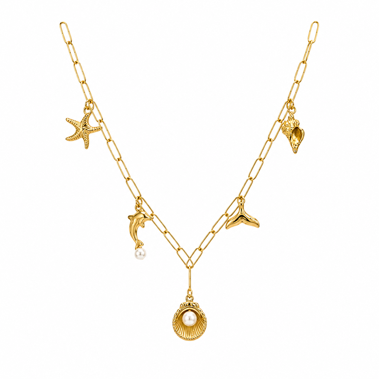 Demi Fine Ocean Charm Gold-Tone Necklace