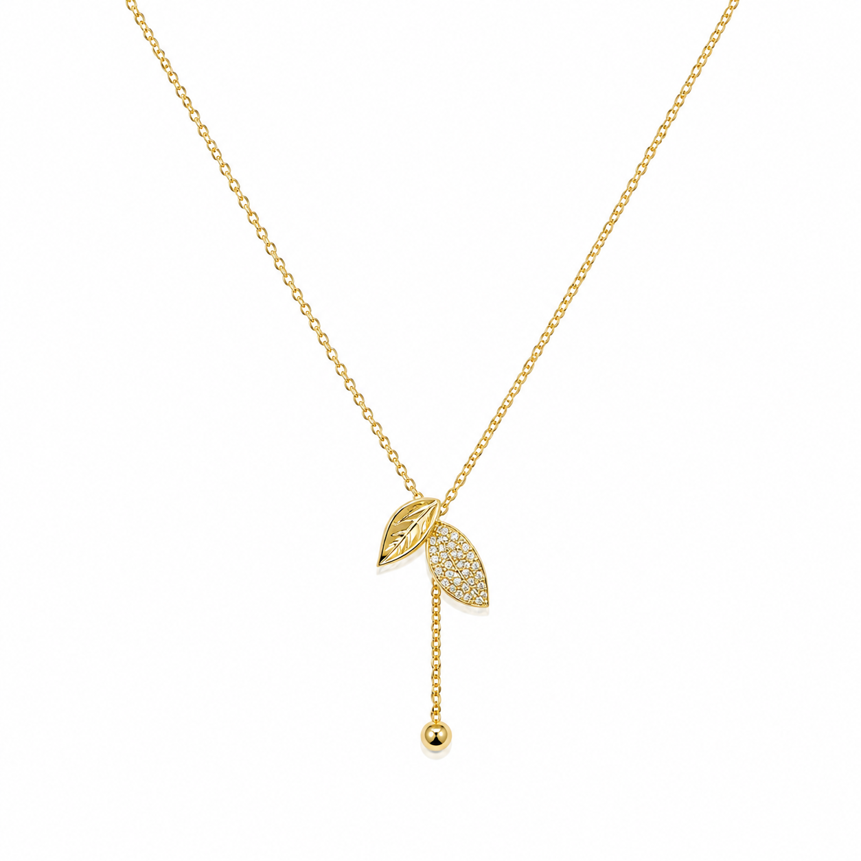 Silver Leaf Drop Necklace