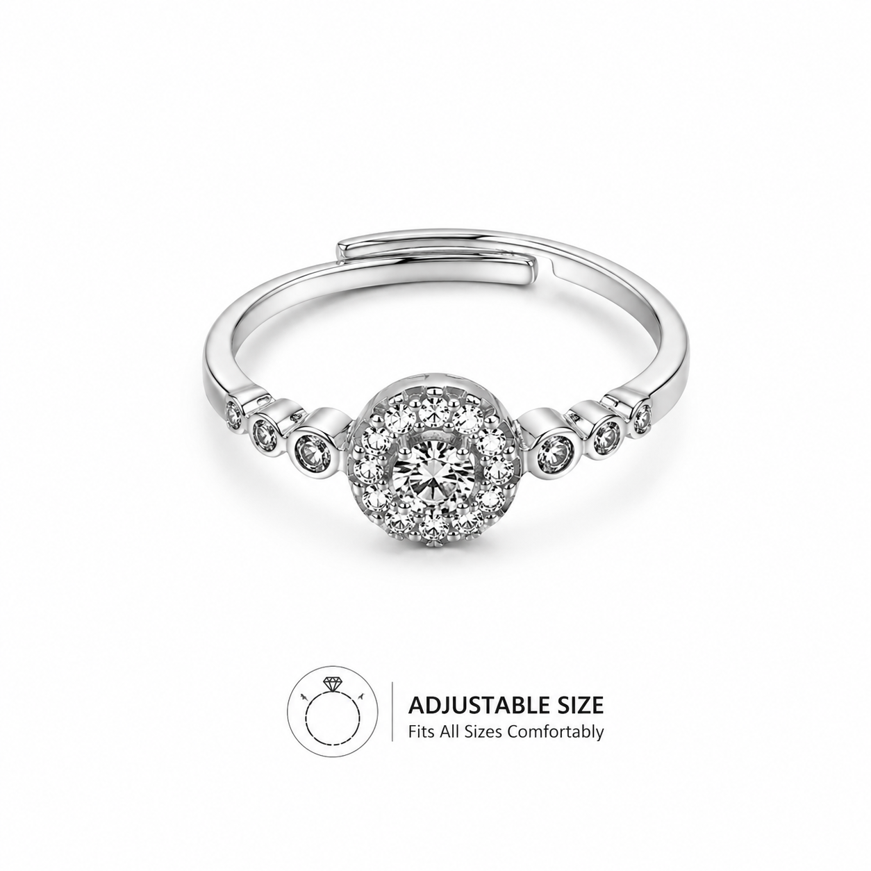 Silver Celestial Adjustable Halo Ring
