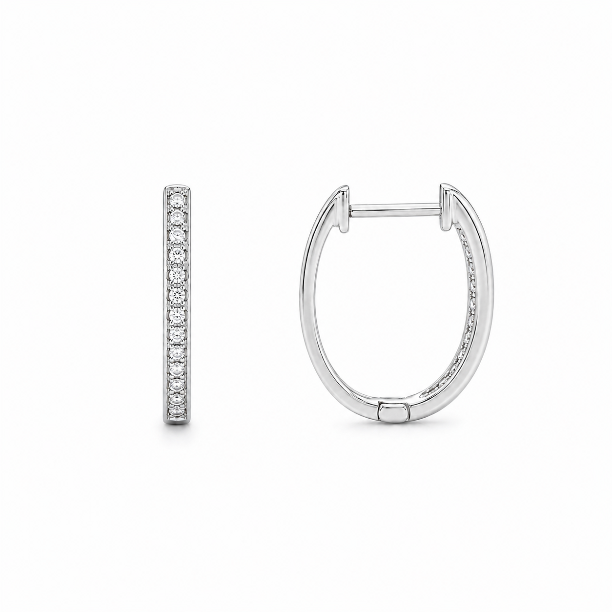 Silver Minimal Crystal Hoop Earrings