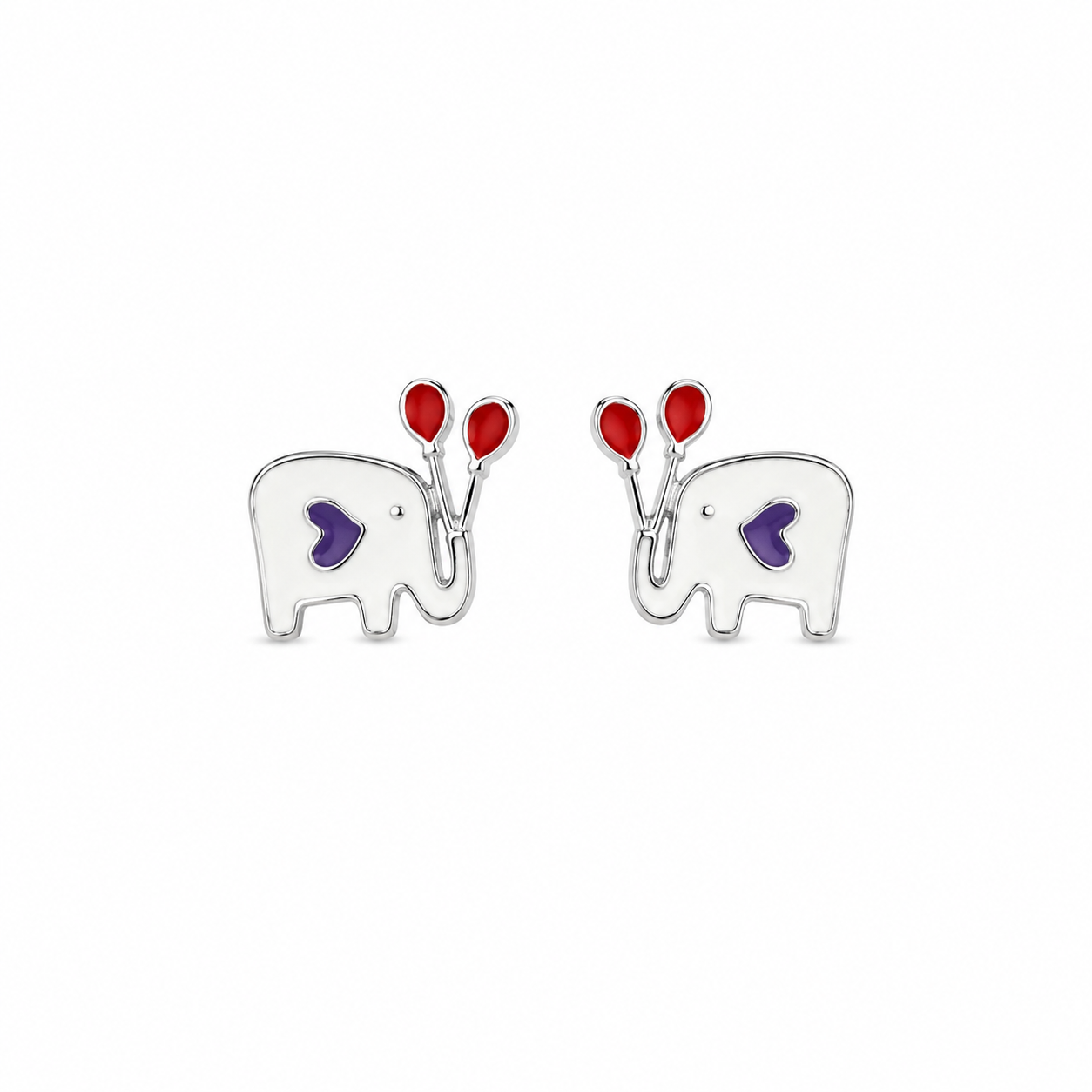 Silver Playful Elephant Balloon Earrings