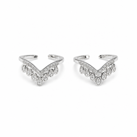 Silver Crown V Toe Ring