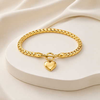 Golden Heart Toggle Bracelet