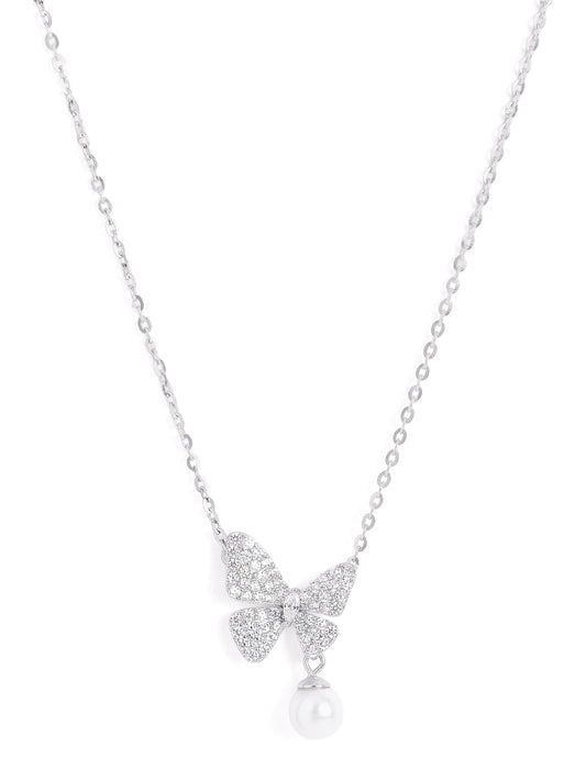 PearlFlutter Charm Butterfly Necklace