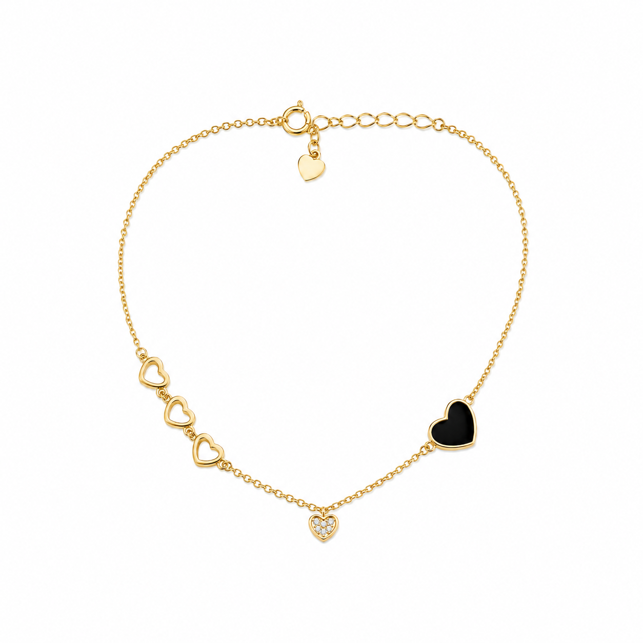 Midnight Heart Charm Bracelet