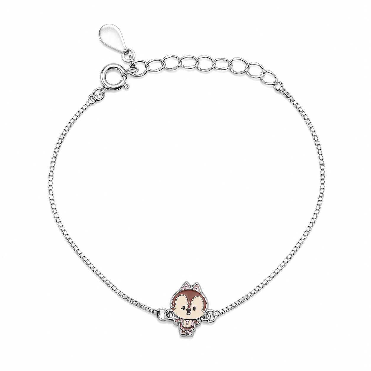 Silver Chipmunk Enamel Kids Bracelet