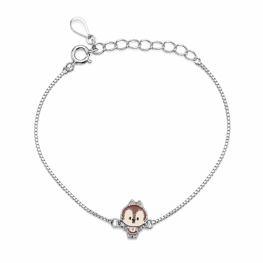 Silver Chipmunk Enamel Kids Bracelet