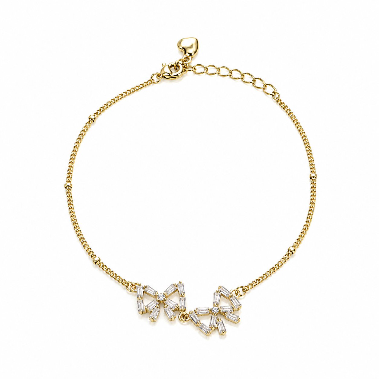 Silver Floral Crystal Charm Bracelet
