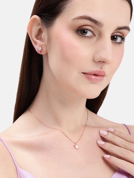 925 Silver Blush Bow Sparkle Jewelry Set