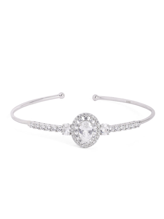 Radiant Halo Solitaire Open Cuff Bracelet
