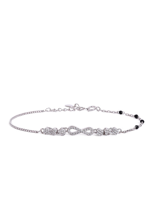 925 sterling silver mangalsutra bracelet with black beaded chain