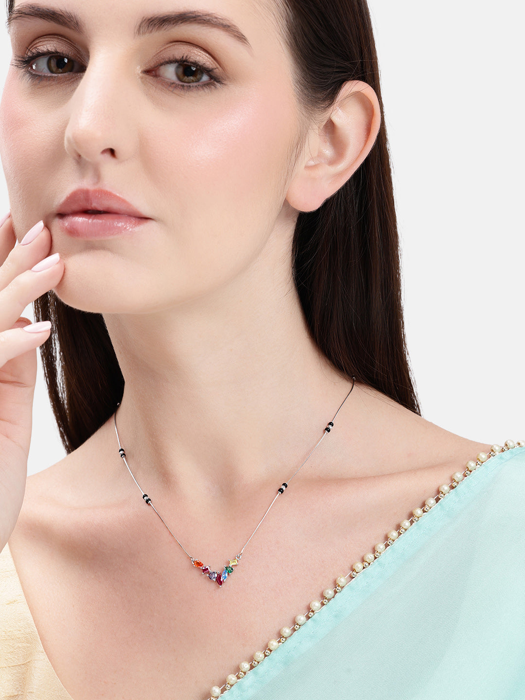 925 Silver Rainbow Stone Mangalsutra