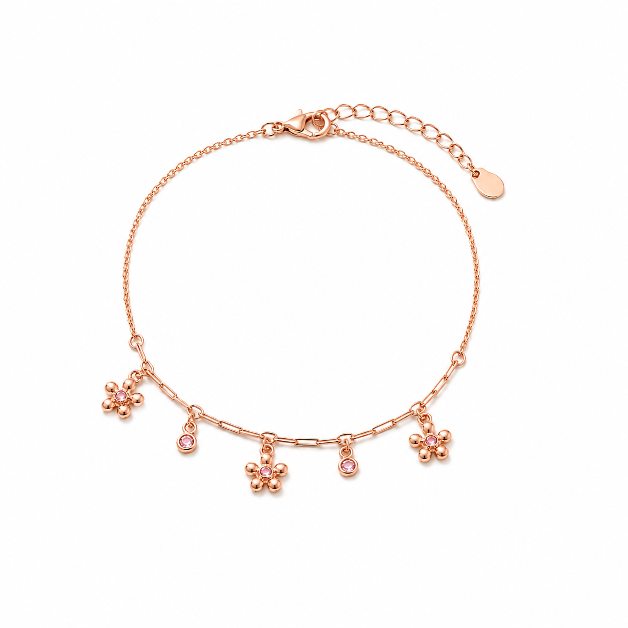 Rose Blossom Charm Anklet
