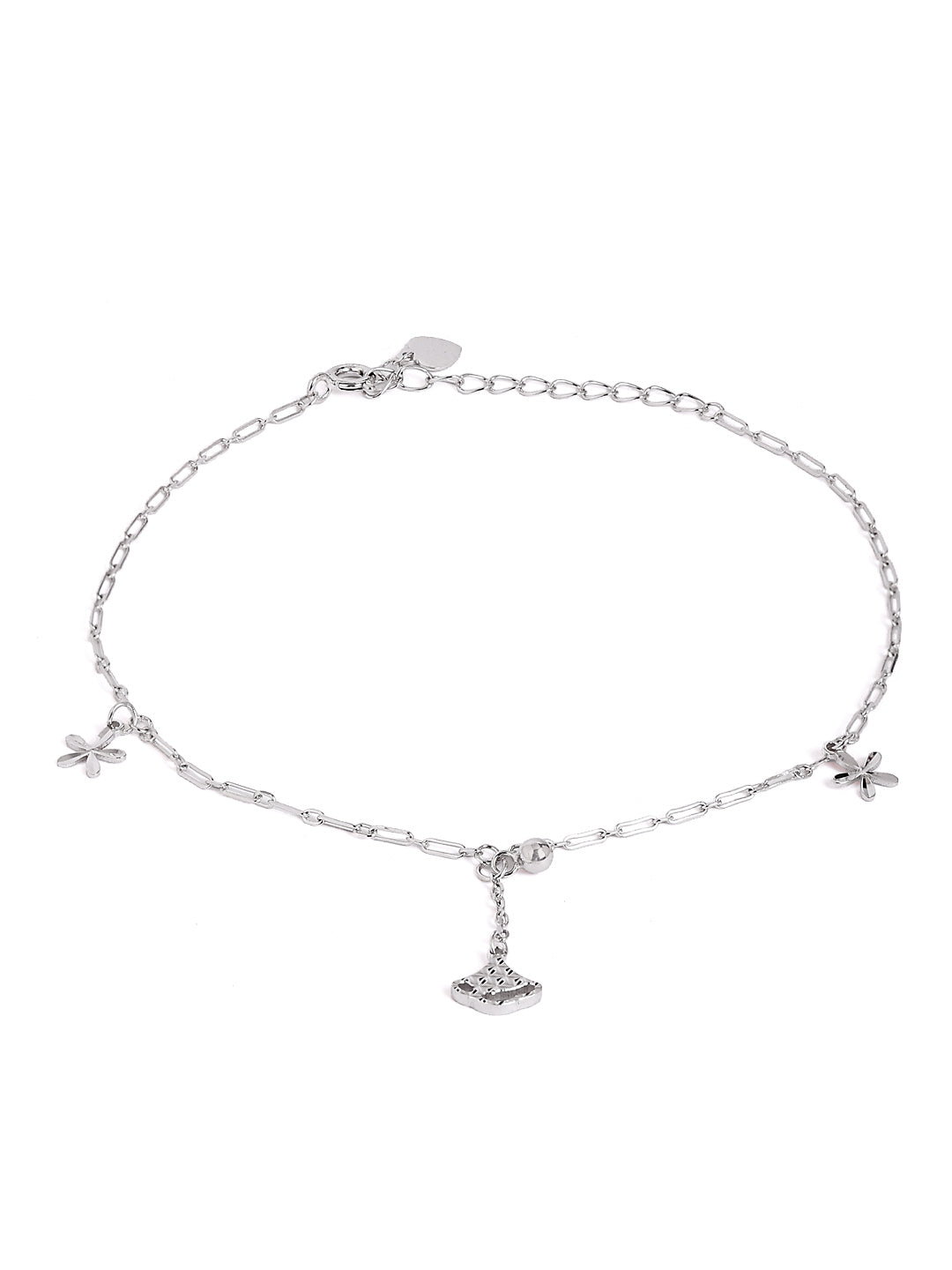 925 sterling silver anklet for women with adjustable chain, and elegant design