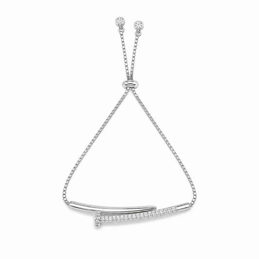 Silver Curved Bar Adjustable Bracelet