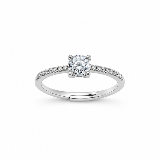 Silver Classic Solitaire Adjustable Ring