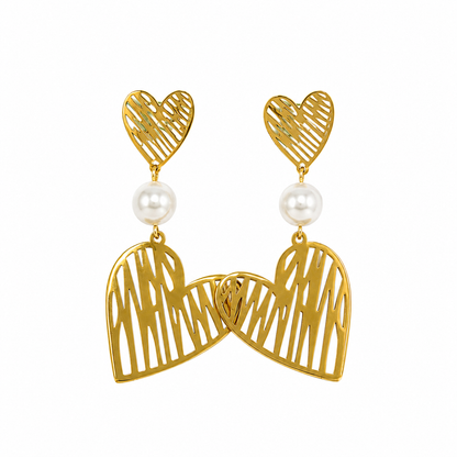 Amour Pearl Heart Drop Earrings