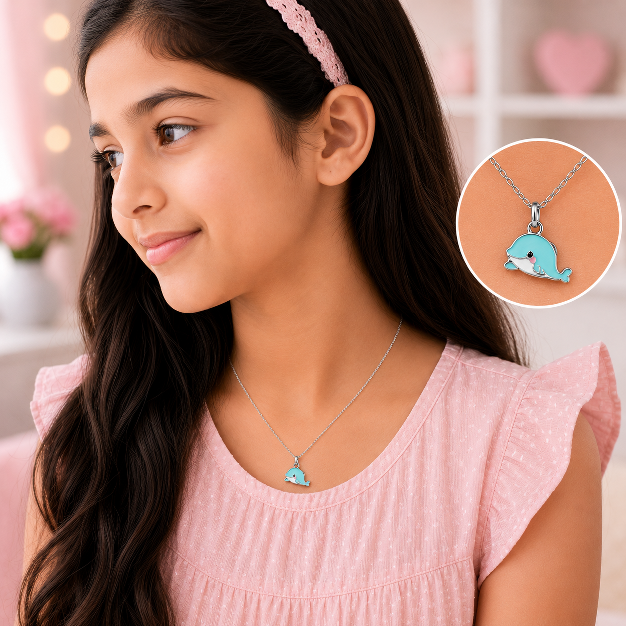 Silver Little Dolphin Kids Necklace