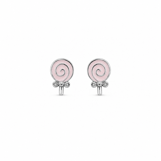 Silver Candy Swirl Stud Earrings