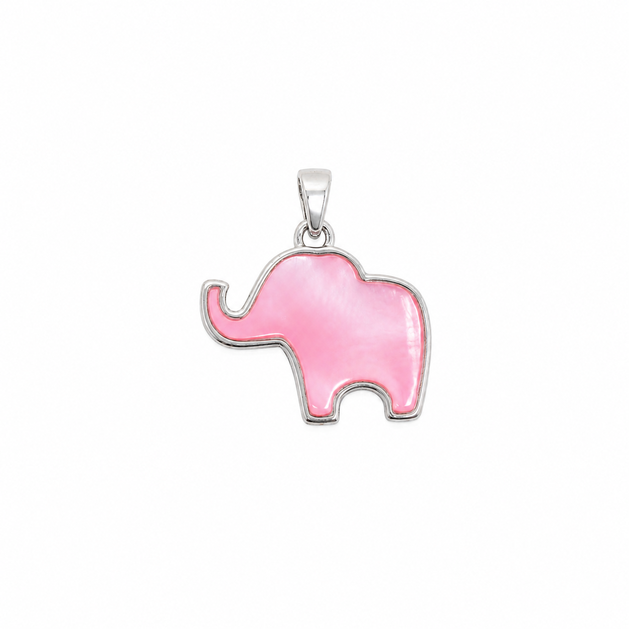 Silver Pink Elephant Pendant